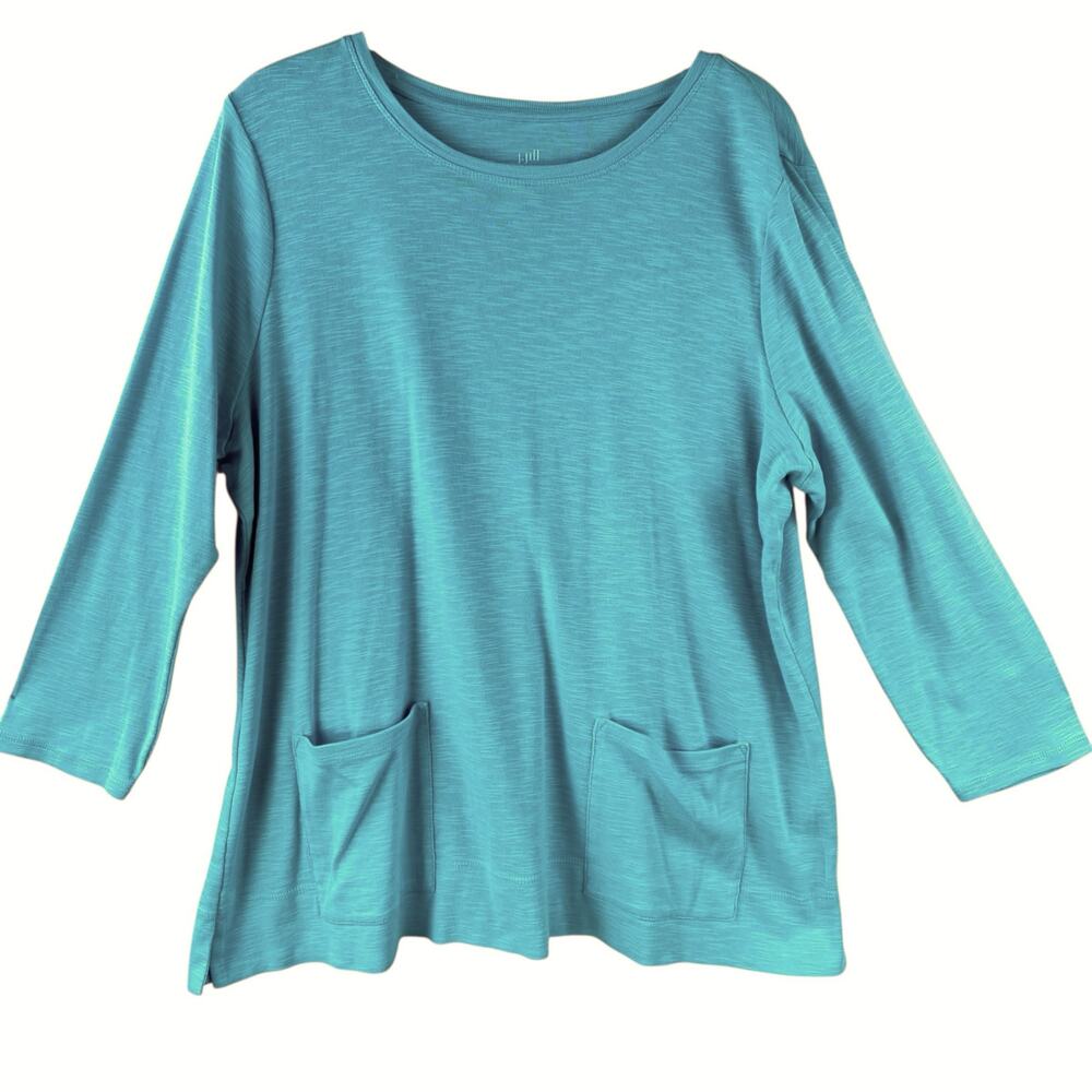 J. Jill Pima Cotton Tunic Top Size L Blue Pockets